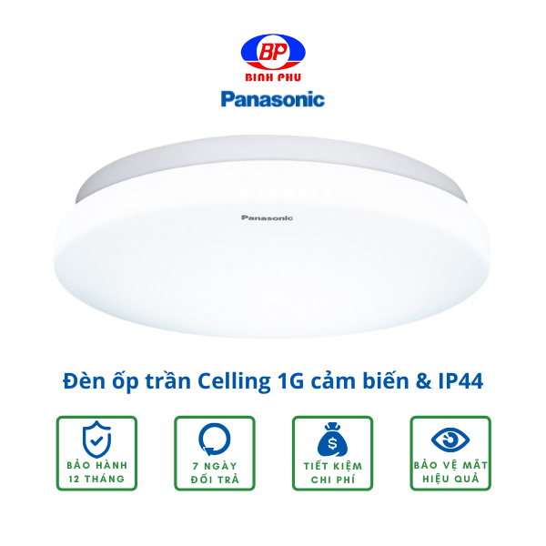Đèn ốp trần nổi Celling 1G Panasonic loại cảm biến và chống ẩm IP44